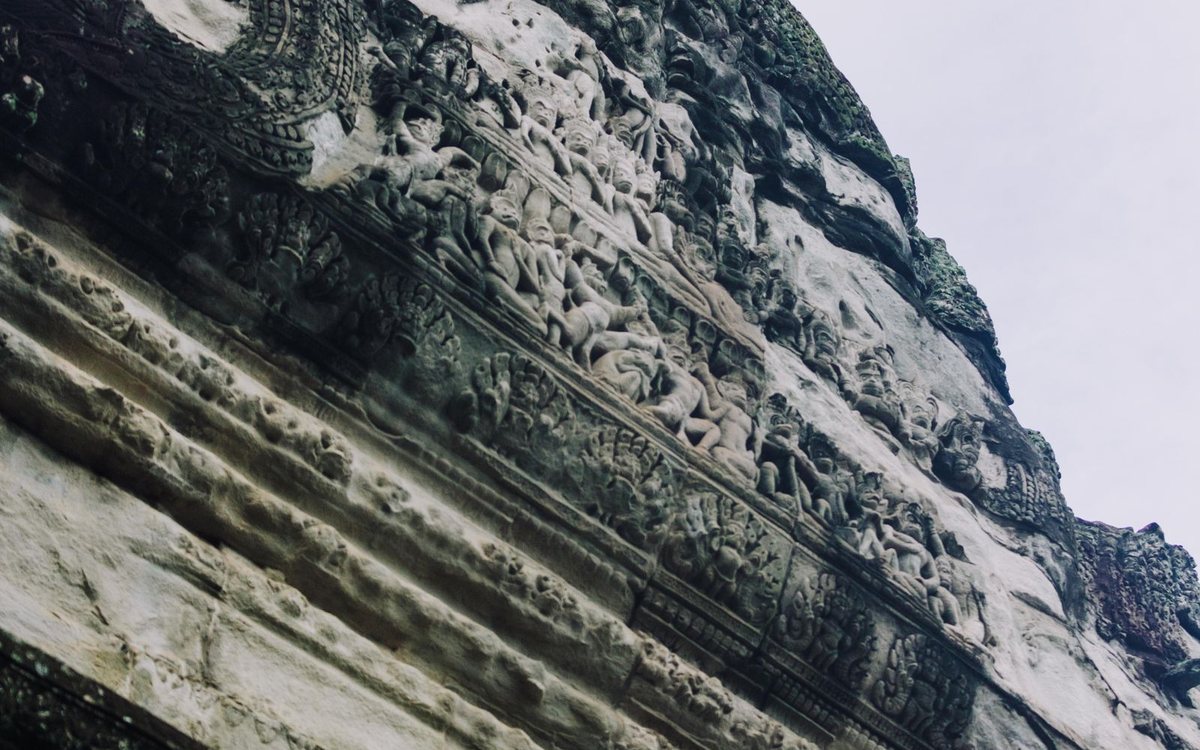 Ancient Khmer temple carvings in Cambodia