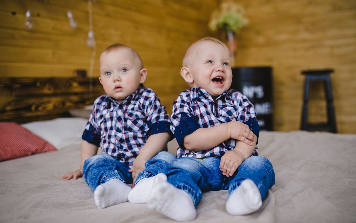 Two young twins together