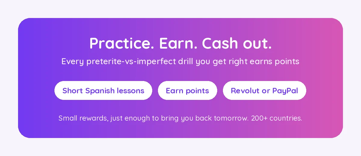 Ten sentences, two past tenses, one habit: every correct call below is the kind of drill Lingoodie pays you to get right, cash out via Revolut or PayPal