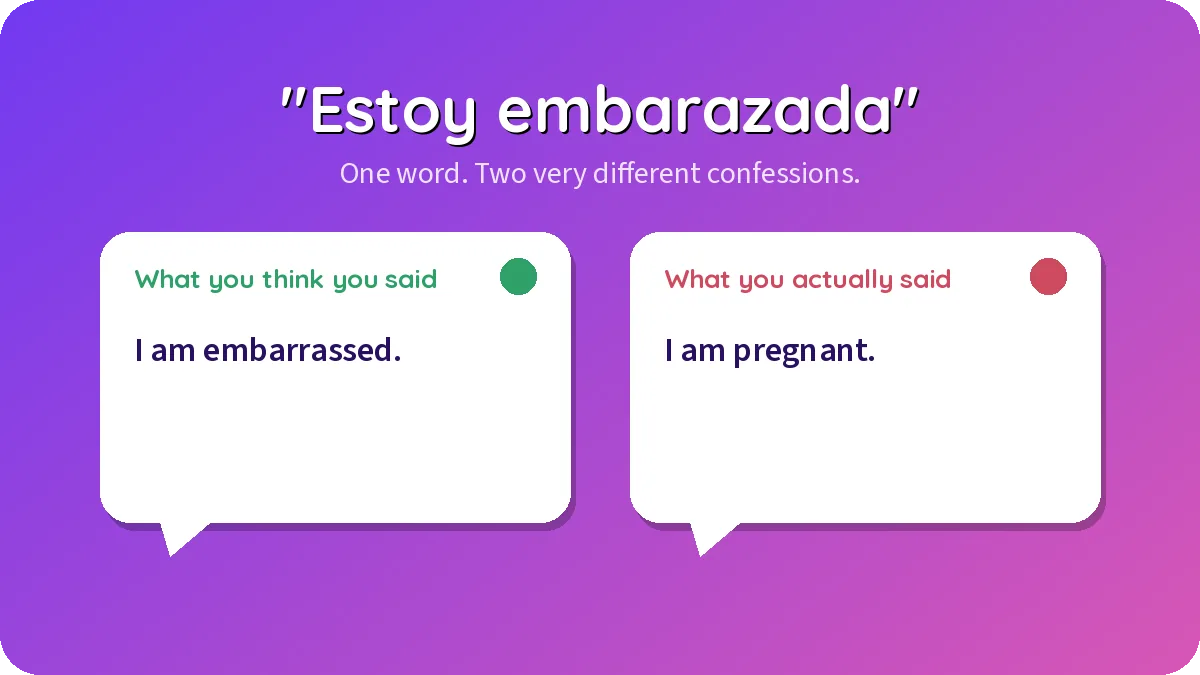 Estoy embarazada means I am pregnant, not I am embarrassed